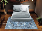 Bloom Rugs Caria Washable Non-Slip 4x6 Rug - Blue/Charcoal Traditional Area Rug for Living Room, Bedroom, Dining Room, and Kitchen - Exact Size: 4' x 6'