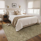 Bavni 8x10 Area Rugs for Living Room, Machine Washable Rug Non Slip, Vintage Chenille Distressed Print Carpet, Large Low Pile Ultra-Thin Lightweight Rugs for Bedroom, Dining Room, Office, Nut Brown