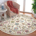 Washable Round Area Rug 6ft - Cream Colorful Traditional Floral Living Room Circle Rug Non-Slip Farmhouse Dining Room Carpet Soft Vintage Bohemian Round Rugs for Bedroom Office Nursery