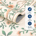 GarveeHome 3x5 Small Area Rug for Bedroom Floral Washable Rugs Non Slip Stain Resistant Living Room Throw Carpet Low Pile Dining Room Beige Area Rug Butterfly Bow Rugs for Nursery Home Decor, 3x5