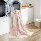 zesthome 9x12 Area Rugs for Girls Bedroom, Low Pile Machine Washable Rugs, Vintage Large Pink Rugs, Stain Resistant Nursery Room Rug, Baby Crawling Rug (Pink/Blue,9'x12')