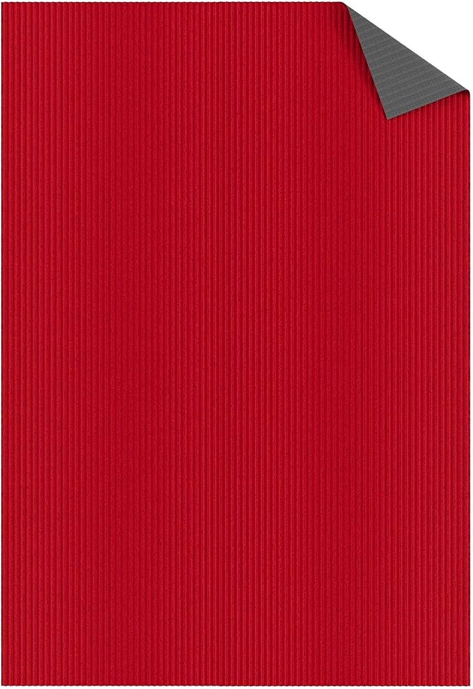 Ottomanson 6'6" x 16' Hallway Runner with Scraper Pile Extra Durable Non-Slip Rug Mat for Indoor & Outdoor Use - Ideal for Kitchen, Entryway, Patio & Garage - High-Traffic Carpet, Red