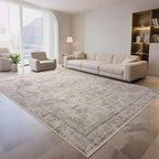 6x9 Washable Area Rug for Living Room, Non-Slip Distressed Rugs for Bedroom Dinning Room, Ultra-Thin Indoor Non-Shedding Vintage Print Carpet for Farmhouse, Home Office, Dorm Light Taupe/Cream