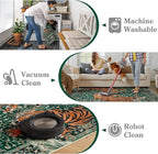 Moynesa Tiger 3x5 Washable Rug, Boho Area Rugs for Entryway, Green Non Slip Small Rug for Bedroom, Ultra Thin Botanical Soft Accent Carpet for Kitchen Entry Laundry Room