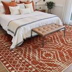 Wonnitar Moroccan 8x10 Area Rugs for Living Room, Washable Large Brown Rug for Bedroom, Non-Slip Soft Thin Stain Resistant Boho Tribal Floor Carpet for Dining Guest Room Office (Brown,8'x10')
