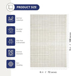 Abani Cream Grid Textured Area Rug - 6' x 9' - Chunky, Plush and Soft Washable Carpet - Perfect for Living Room & Bedroom - Plush Deco Collection