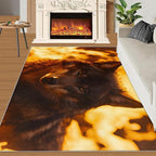 Wolf Rugs for Bedroom - 5x8 Area Rug - Timber Wolf Rugs for Living Room, Sunset Landscape Rug, Non-Slip Washable Home Decor Carpet