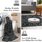 Wonnitar Moroccan 6x9 Area Rugs, Washable Black Rugs for Living Room, Large Soft Bedroom Throw Rug, Non-Slip Stain Resistant Thin Boho Floor Carpet for Dining Room Home Office Decor (Black,6'x9')