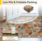 Floral 9x12 Area Rug Machine Washable Soft Print Boho Carpet Non Slip Doormat Low Pile Flower Area Rugs for Living Room Bedroom Nursery Kitchen Dining Room Indoor-Brown/Brick