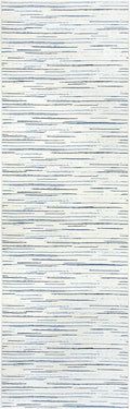 Dash & Albert Elwood Blue Machine Washable Rug, Runner-2.5 X 8 Feet, Blue Stripe Pattern - Premium Luxury Hotel Quality Soft Breathable Hypoallergenic Machine Washable Easy Care All Season