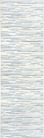 Dash & Albert Elwood Blue Machine Washable Rug, Runner-2.5 X 8 Feet, Blue Stripe Pattern - Premium Luxury Hotel Quality Soft Breathable Hypoallergenic Machine Washable Easy Care All Season