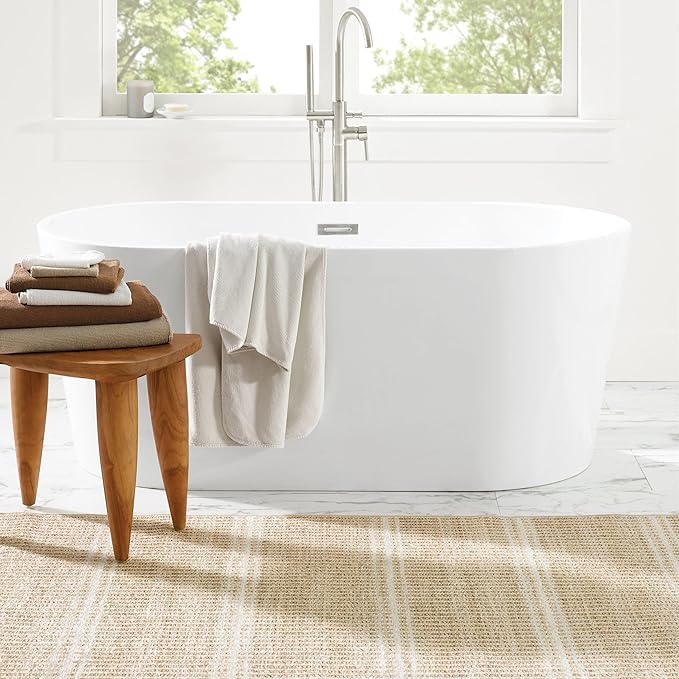 Dash and Albert Arbor Machine Washable Area Rug - 6' x 9' Neutral Stripe Washable Accent Rug Stain-Resistant, Anti-Slip, High Traffic Kitchen, Hallway, Mudroom