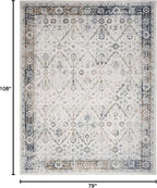 Nourison Home Astra Machine Washable Ivory Blue 6'7" x 9' Area Rug - Easy Clean, Non Shedding, Bed Room, Living Room, Dining Room, Kitchen (7' x 9')