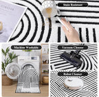 SHACOS Soft Cozy Fluffy Arch Pattern High Low Pile Area Rugs 6'x9' Large Non Slip Washable Modern Geometric Rug Scandinavian Minimalist Carpet for Living Room Bedroom Dining Room, Black White