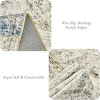 6x9 Area Rug for Living Room Washable 6x9 Non-Slip Modern Rugs for Bedroom Dinning Room Ultra-Thin Indoor Blue Ivory