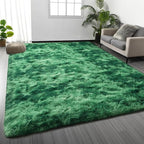 Large Shag Area Rugs 8 x 10, Plush Fuzzy Rugs for Living Room, Ultra Soft Fluffy Furry Rug for Bedroom, Indoor Carpet Nursery Rugs for Kids Room Home Decor, Tie-Dyed Emerald Green