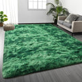 Large Shag Area Rugs 5 x 8, Plush Fuzzy Rugs for Living Room, Ultra Soft Fluffy Furry Rug for Bedroom, Indoor Carpet Nursery Rugs for Kids Room Home Decor, Tie-Dyed Emerald Green