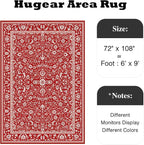 HUGEAR Christmas 6x9 Machine Washable Rugs Red Hallway Large Area Rug Indoor Accent Rug Floral Low Pile Carpet Soft Throw Aesthetic Rug Bedroom Living Room Office Dining Room Kitchen Laundry Room