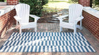 Unique Loom Outdoor Striped Collection Area Rug - Striped (7' 1" x 10' Rectangle, Blue/Ivory)