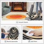 Boho Sun Area Rugs 6x9ft, Watercolor Mountain Fluffie Rugs for Living Room, Abstraction Deco Nursery Rug with Under Rug Non Slip Tape for Bedroom Kids Room