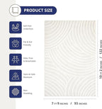 Abani Nomad Cream Tone-on-Tone Area Rug 8' x 10' for Living Room, Bedroom - Linear Curves Pattern - Durable & Easy to Clean