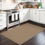 IOHOUZE Washable Area Rug 3x5 Non Slip Rubber Backed Rugs for Entryways Indoor Outdoor Doormat Woven Cotton Throw Rug Floor Carpet for Entrance Kitchen Living Room, Orange/Tan/Brown