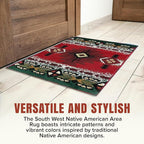 YHSF South West Native American Area Rug C318 - Easy Clean, Thick, Soft, Durable Native Tribal American Indian Inspired Rug for Bedroom/Living Room and More - Red, 8 Feet x 10 Feet