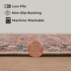 GLN Rugs Traditional Collection - Machine Washable Area Rug, Traditional Washable, Non Slip, Low Pile Chenille Rug, Living Room, Bedroom, Kitchen Rug (4' x 6' Terra/Multicolor 1168)