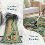 Floral Kitchen Rugs, 2.5X8 Green Runner Rug for Hallway, Non Slip Rugs for Entryway, Washable Carpet Runner with Rubber Backing, Vintage Rug for Bathroom Bedroom Indoor