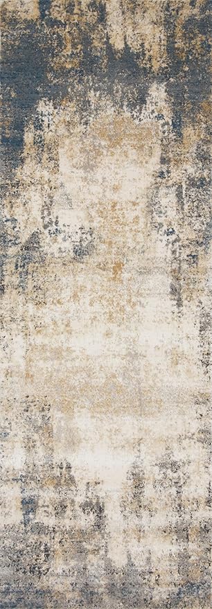 Loloi Teagan Collection TEA-08 Ivory/Mist 6'-7" x 9'-2" Area Rug, Large, Soft Neutral Rug, High-Traffic for Living Room, Bedroom, Home Office, Dining Area