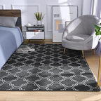Amearea Fluffy Indoor Trellis Rug, Soft Moroccan Home Rugs for Bedroom, Shag Modern Area Rug for Living Room Kids Room Nursery, Indoor Easy Clean Low Pile Rug Carpet, Dark Grey 4x6 Feet