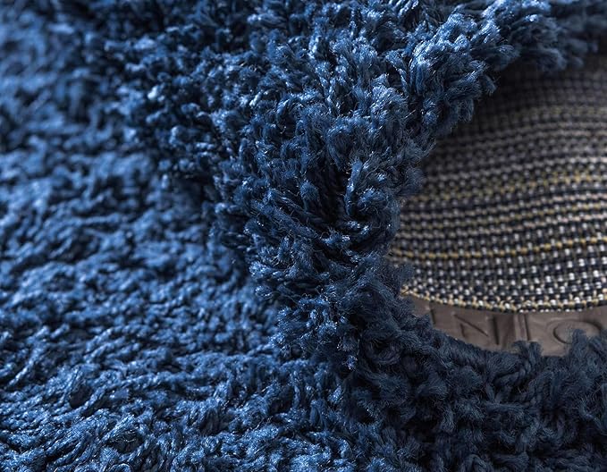 Unique Loom Solid Shag Collection Area Rug (7' 1" x 10' Rectangle, Sapphire Blue/ Navy Blue)