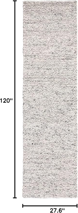 SAFAVIEH Natura Collection Runner Rug - 2'3" x 10', Light Grey & Ivory, Handmade Wool Blend, Textured Design, Ideal for Hallway, Bedroom, Foyer (NAT620G)