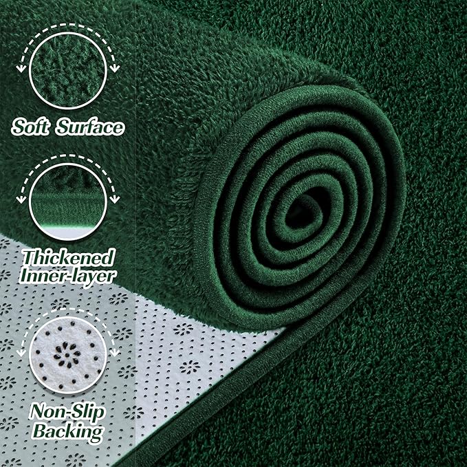 Large Area Rugs for Living Room Bedroom, 4x6 Feet Dark Green Rug, Minimalist Modern Shag Rug, Soft Thick Memory Foam Indoor Carpet, Non-Slip Washable Rug for Boys Girls Dorm Nursery Room Home Decor