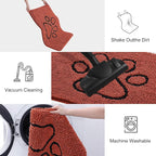 Smiry Dog Door Mat for Muddy Paws, Absorbent Dirt Trapper Non Slip Quick Dry Washable Chenille Mat for Mud Dogs, Entry Rug for Indoor and Outdoor (30x20 Inches, Maple Red and Black)