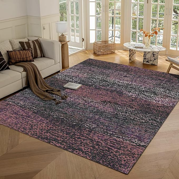 RUGSURE Washable Area Rug - 1/6 Thick - Stain & Water Resistant Non-Slip - Resistant Rug for Living Room, Bedroom, Nursery, Pet & Child Friendly, Vintage Charm Area Rugs (Burgundy, 5' x 7')