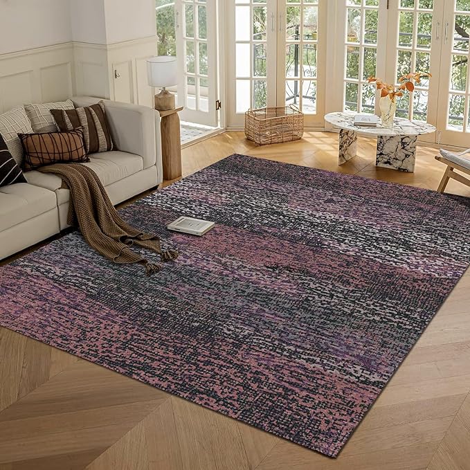 RUGSURE Washable Area Rug - 1/6 Thick - Stain & Water Resistant Non-Slip - Resistant Rug for Living Room, Bedroom, Nursery, Pet & Child Friendly, Vintage Charm Area Rugs (Burgundy, 9' x 12')