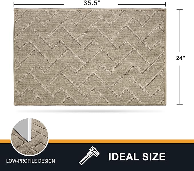 PURRUGS Dirt Trapping Door Mat 24" x 35.5", Non-Slip Machine Washable Entry Rug, Shoe Scraper, Dog Doormat, Super Absorbent Welcome Mat for Front & Back Door, Muddy Wet Shoes & Paws, Taupe