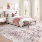 6x9 Area Rug Living Room Rugs - Washable Neutral Modern Abstract Soft Thin Large Rug Indoor Floor No Slip Rug Carpet for Bedroom Under Dining Table Home Office Decor - Pink