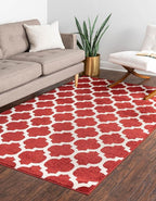 Rugs.com Lattice Collection Rug – 9' x 12' Dark Terracotta Medium Rug Perfect for Living Rooms, Large Dining Rooms, Open Floorplans