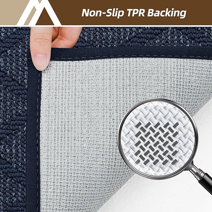 COSY HOMEER Non-Slip Door Mat 32"x48", Entryway Rugs Low Profile Absorbent Dirt Trapper Doormat for Front Entrance, Washable Polypropylene Entry Mat (Blue)