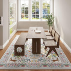 Rugcomf Living Room Rug 5x7 Rug Machine Washable Area Rug Floral Non-Slip Low Pile Large Rugs for Living Room, Bedroom, Farmhouse, Dining Room, Kids Playroom(Colorful)