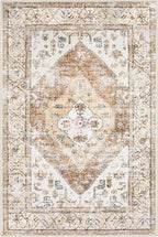 Lahome Rug for Living Room Machine Washable Area Rug 6x9 Boho Non Slip Bedroom Carpet Throw Ultra Thin Carpet for Dining Room, Farmhouse Neutral Print Soft Indoor Mat for Office Home (Taupe, 6'x9')