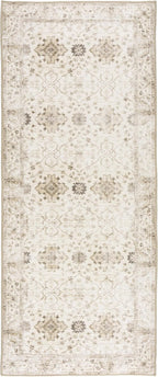 ReaLife Rugs Machine Washable Area Rug Runner - Living Room Bedroom Bathroom Kitchen Entryway Office - Padded Low Pile Stain Resistant Premium - Boho Farmhouse Vintage - BEV - Beige 2'6" x 8'