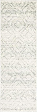SAFAVIEH Adirondack Collection Runner Rug - 2'6" x 16' Runner, Ivory & Green, Modern Diamond Distressed Design, Ideal for High Traffic Areas in Living Room, Bedroom, Dining (ADR131X-216)