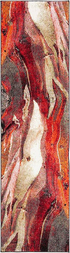 SAFAVIEH Glacier Collection Runner Rug - 2'3" x 10', Red & Multi, Modern Abstract Design, Non-Shedding & Easy Care, Ideal for High Traffic Areas in Living Room, Bedroom (GLA126A)
