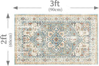 Enkor Area Soft Rugs 2x3 Washable Non Slip Boho Small Floor Entryway Rugs for Living Room Bedroom, Vintage Style Farmhouse Mat for Kitchen Beige & Green