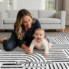 SHACOS Soft Cozy Fluffy Arch Pattern High Low Pile Area Rugs 6'x9' Large Non Slip Washable Modern Geometric Rug Scandinavian Minimalist Carpet for Living Room Bedroom Dining Room, Black White