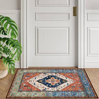 Lahome Boho 2x3 Washable Kitchen Rugs, Throw Non-Slip Backing Small Door Rug for Entryway Low-Profile Inside Door Mats, Oriental Indoor Doormat Carpet for Entrance Bathroom Laundry Living Room, Rust