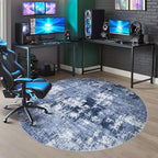 6ft Round Area Rug Living Room Rugs - 6x6 Washable Large Soft Indoor Neutral Modern Abstract Low Pile Rug Carpet for Bedroom Dining Room Farmhouse Home Office - Navy Blue